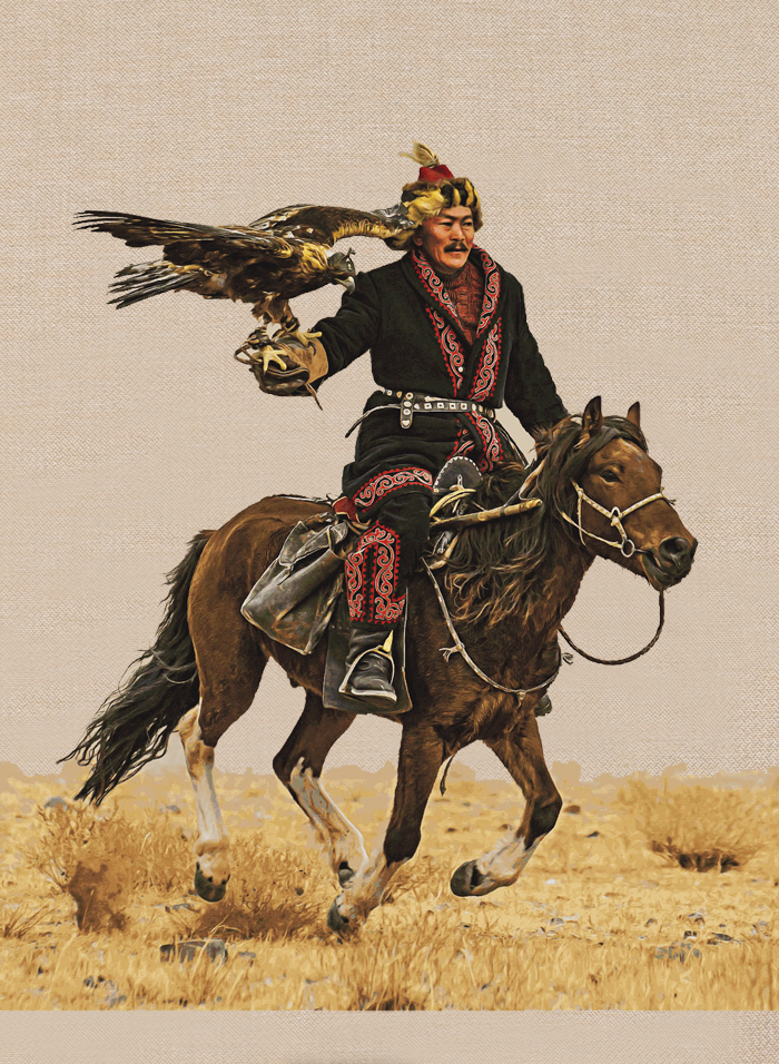 Tenture Eaglehunter on horse