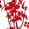 Branche de rose rouge artificielle avec pot